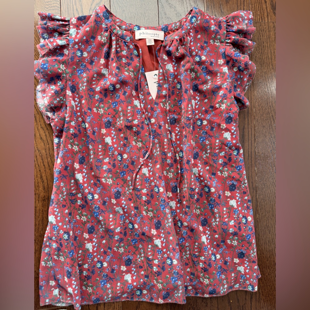 NWT Philosophy Red Floral Women's Top